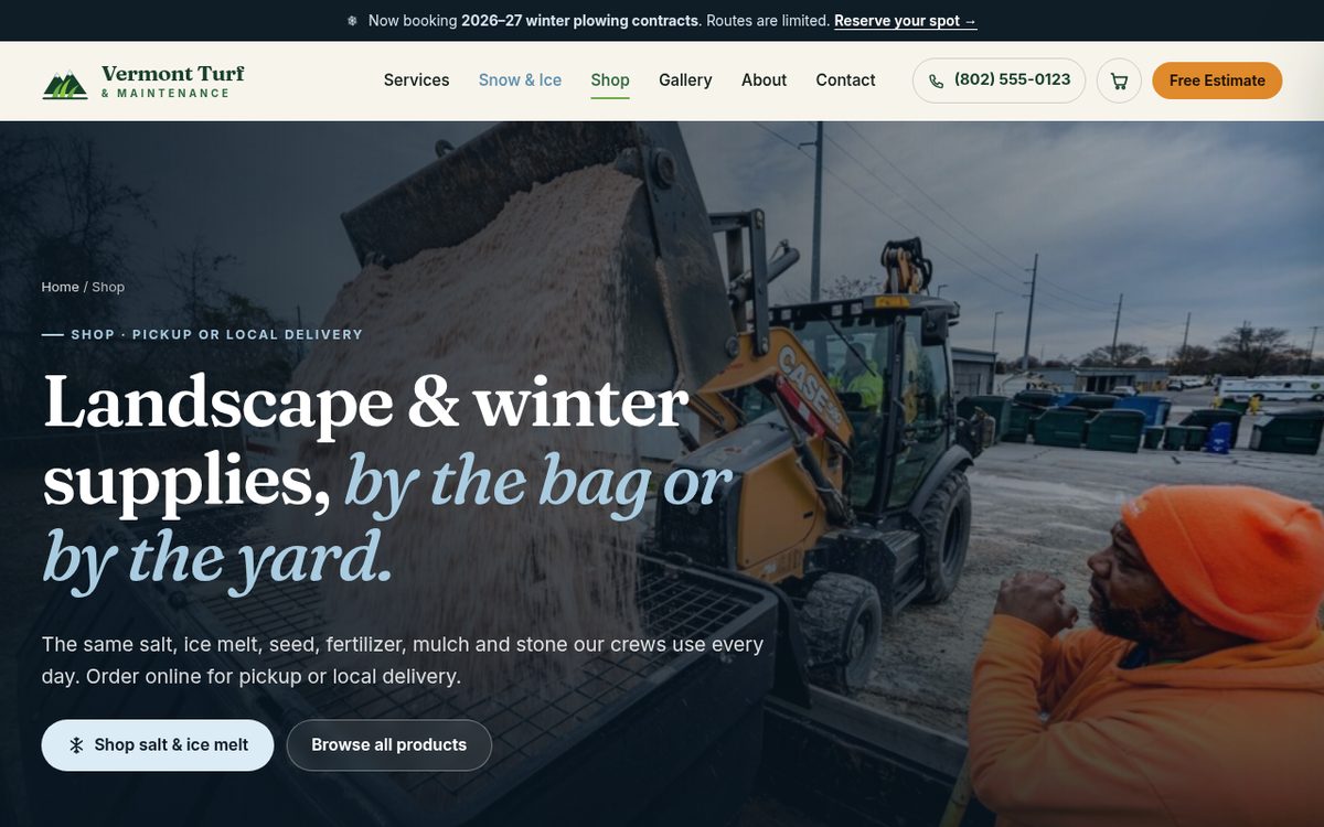 Vermont Turf online shop concept